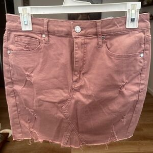 Women's Guess Distressed Rose-Pink Denim Skirt